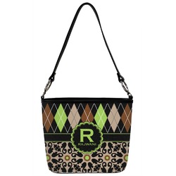 Argyle & Moroccan Mosaic Bucket Bag w/ Genuine Leather Trim (Personalized)