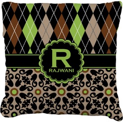 Argyle & Moroccan Mosaic Faux-Linen Throw Pillow 20" (Personalized)