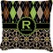 Argyle & Moroccan Mosaic Faux-Linen Throw Pillow 20" (Personalized)