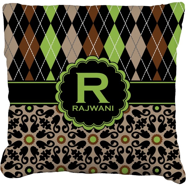 Custom Argyle & Moroccan Mosaic Faux-Linen Throw Pillow (Personalized)