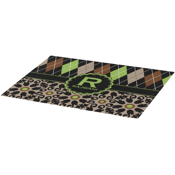 Argyle & Moroccan Mosaic Burlap Placemat (Angle View)