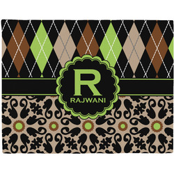 Argyle & Moroccan Mosaic Woven Fabric Placemat - Twill w/ Name and Initial