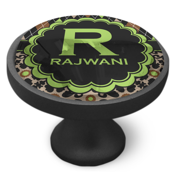 Argyle & Moroccan Mosaic Cabinet Knob - Black - Side