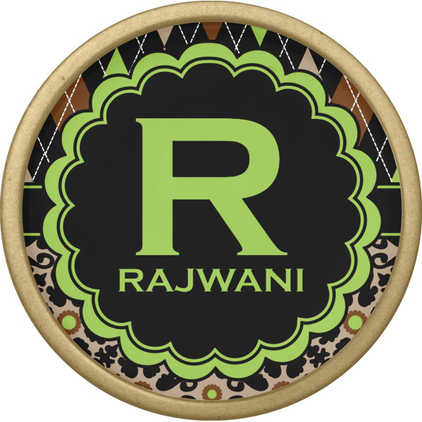 Argyle & Moroccan Mosaic Cabinet Knob - Gold - Front