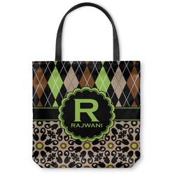 Argyle & Moroccan Mosaic Canvas Tote Bag (Personalized)