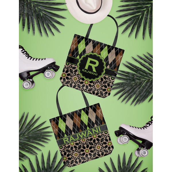 Argyle & Moroccan Mosaic Canvas Tote Lifestyle Front and Back