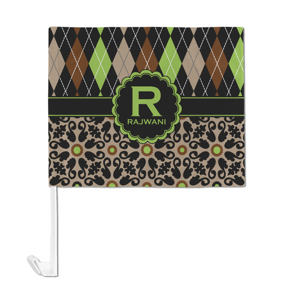 Argyle & Moroccan Mosaic Car Flag - Large - FRONT