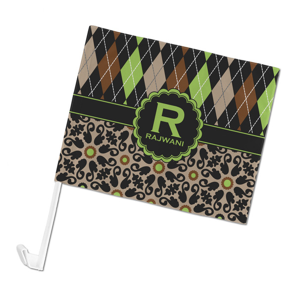 Custom Argyle & Moroccan Mosaic Car Flag - Large (Personalized)
