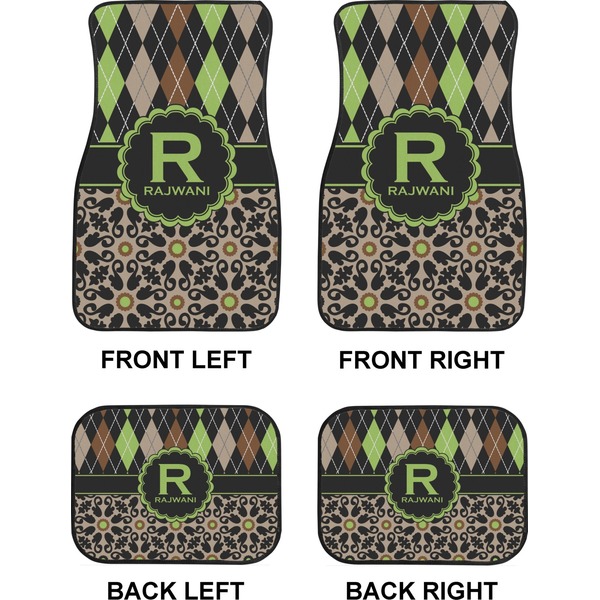 Argyle & Moroccan Mosaic Car Floor Mats Set (2F + 2B)