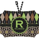 Argyle & Moroccan Mosaic Rear View Mirror Ornament (Personalized)