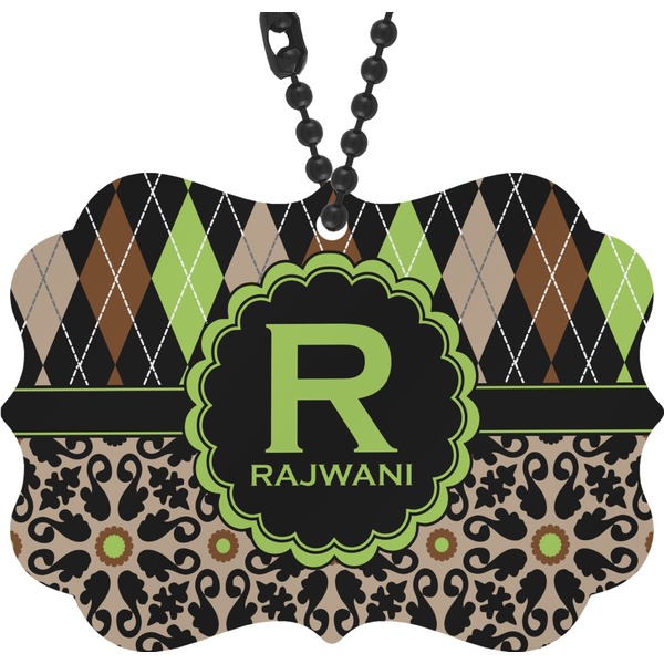 Custom Argyle & Moroccan Mosaic Rear View Mirror Charm (Personalized)
