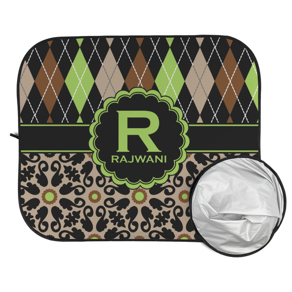 Argyle & Moroccan Mosaic Car Sun Shades - FOLDED & UNFOLDED