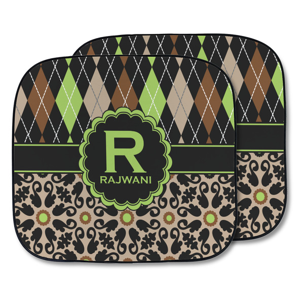 Custom Argyle & Moroccan Mosaic Car Sun Shade - Two Piece (Personalized)