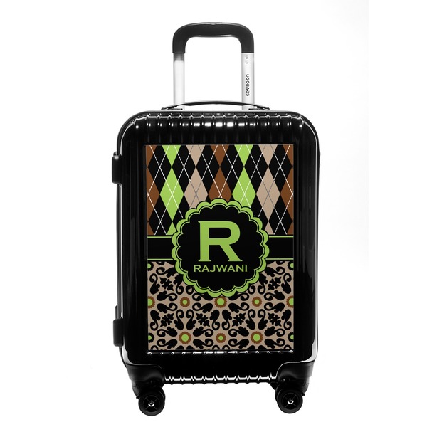 Custom Argyle & Moroccan Mosaic Carry On Hard Shell Suitcase (Personalized)