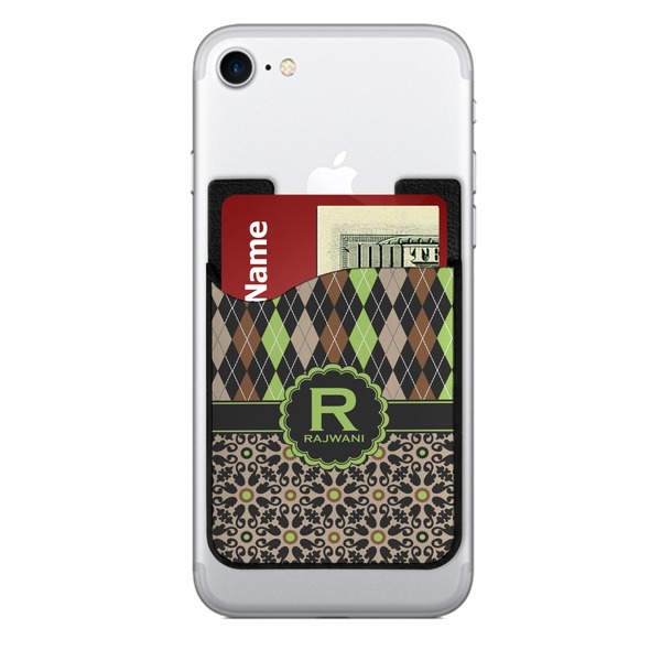 Custom Argyle & Moroccan Mosaic 2-in-1 Cell Phone Credit Card Holder & Screen Cleaner (Personalized)