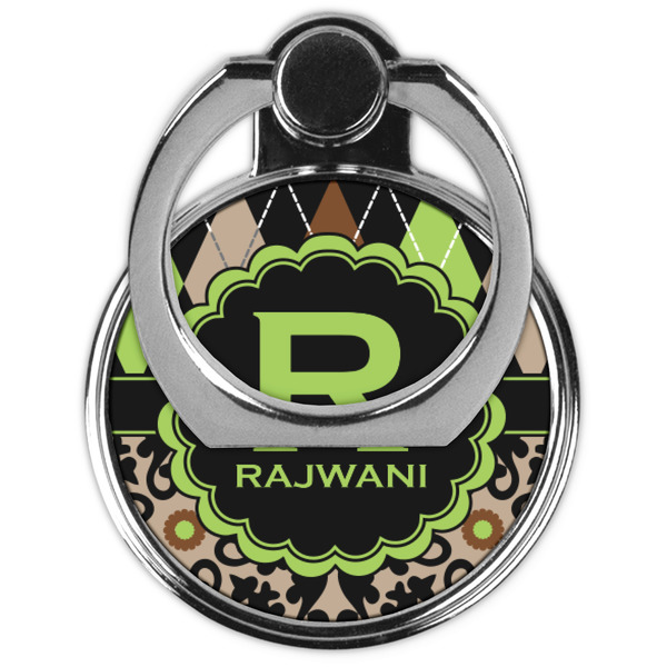 Argyle & Moroccan Mosaic Cell Phone Ring Stand & Holder - Front (Collapsed)