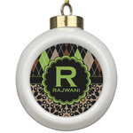Argyle & Moroccan Mosaic Ceramic Ball Ornament (Personalized)
