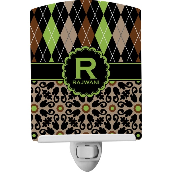 Custom Argyle & Moroccan Mosaic Ceramic Night Light (Personalized)