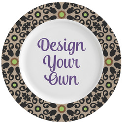 Argyle & Moroccan Mosaic Ceramic Dinner Plates (Set of 4) (Personalized)