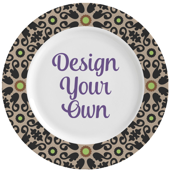 Custom Argyle & Moroccan Mosaic Ceramic Dinner Plates (Set of 4) (Personalized)