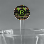 Argyle & Moroccan Mosaic 5.5" Round Plastic Stir Sticks - Clear (Personalized)