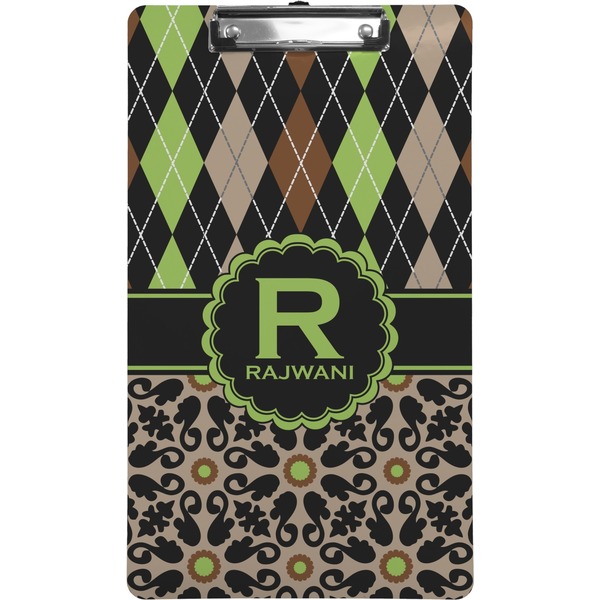Custom Argyle & Moroccan Mosaic Clipboard (Legal Size) (Personalized)
