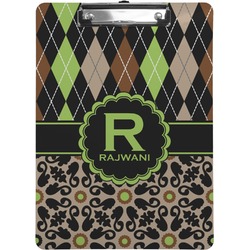 Argyle & Moroccan Mosaic Clipboard (Letter Size) (Personalized)