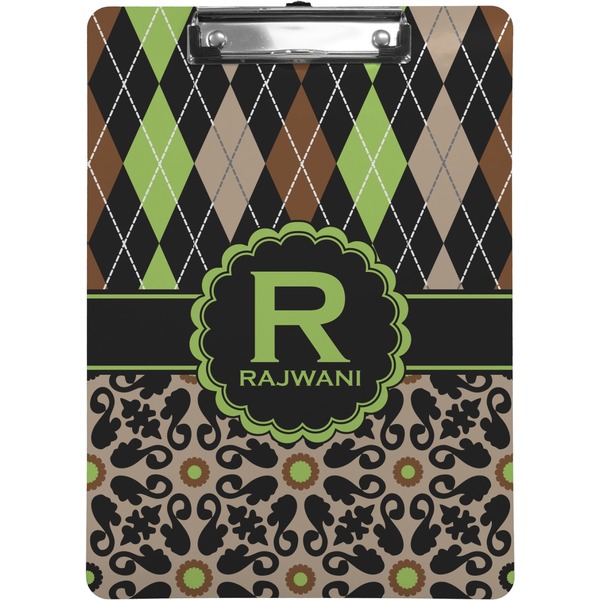 Custom Argyle & Moroccan Mosaic Clipboard (Letter Size) (Personalized)