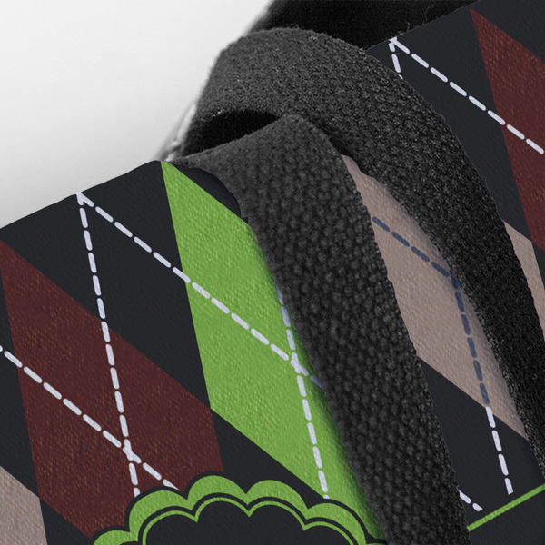 Argyle & Moroccan Mosaic Closeup of Tote w/Black Handles