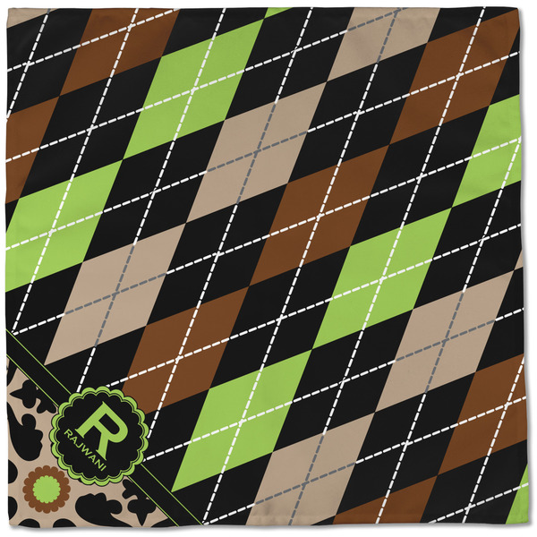 Argyle & Moroccan Mosaic Cloth Napkins - Personalized Dinner (Full Open)