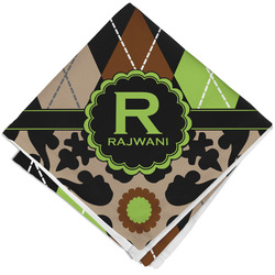 Argyle & Moroccan Mosaic Cloth Cocktail Napkin - Single w/ Name and Initial
