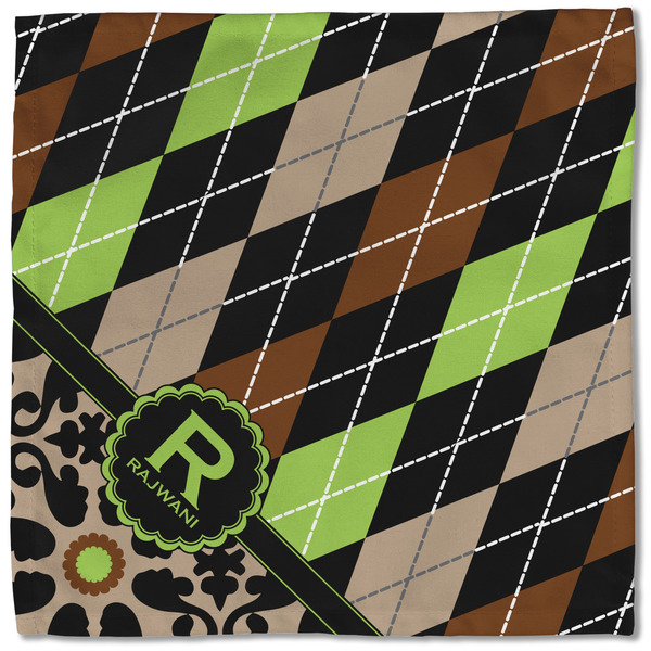Argyle & Moroccan Mosaic Cloth Napkins - Personalized Lunch (Single Full Open)