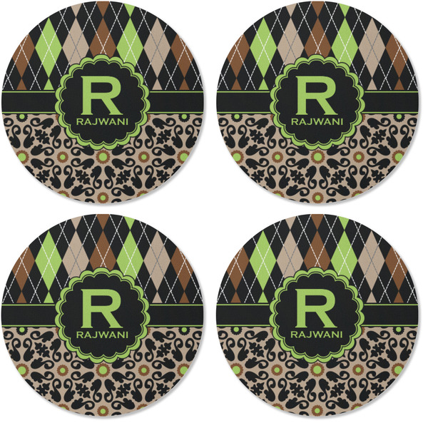 Argyle & Moroccan Mosaic Coaster Round Rubber Back - Apvl