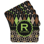 Argyle & Moroccan Mosaic Cork Coaster - Set of 4 w/ Name and Initial