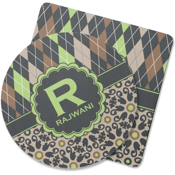 Custom Argyle & Moroccan Mosaic Rubber Backed Coaster (Personalized)
