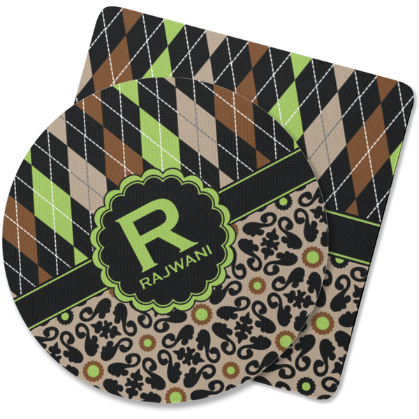 Custom Argyle & Moroccan Mosaic Rubber Backed Coaster (Personalized)
