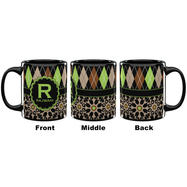 Argyle & Moroccan Mosaic Coffee Mug - 11 oz - Black APPROVAL