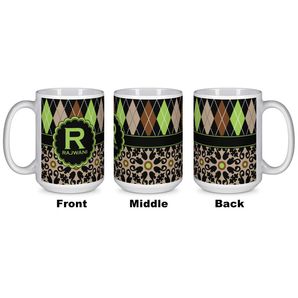 Argyle & Moroccan Mosaic Coffee Mug - 15 oz - White APPROVAL