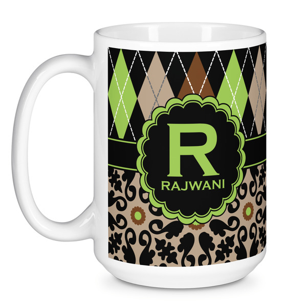 Argyle & Moroccan Mosaic Coffee Mug - 15 oz - White