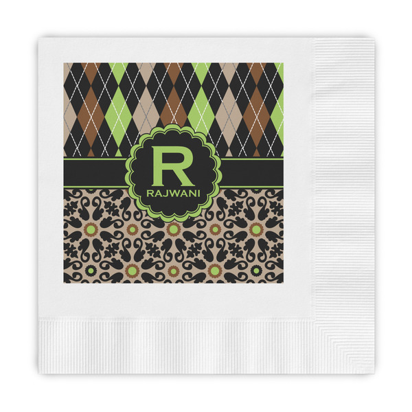 Custom Argyle & Moroccan Mosaic Embossed Decorative Napkins (Personalized)