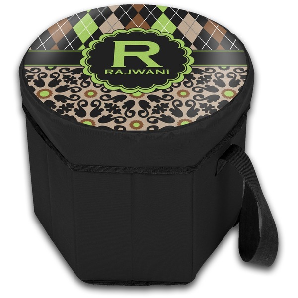 Argyle & Moroccan Mosaic Collapsible Personalized Cooler & Seat (Closed)