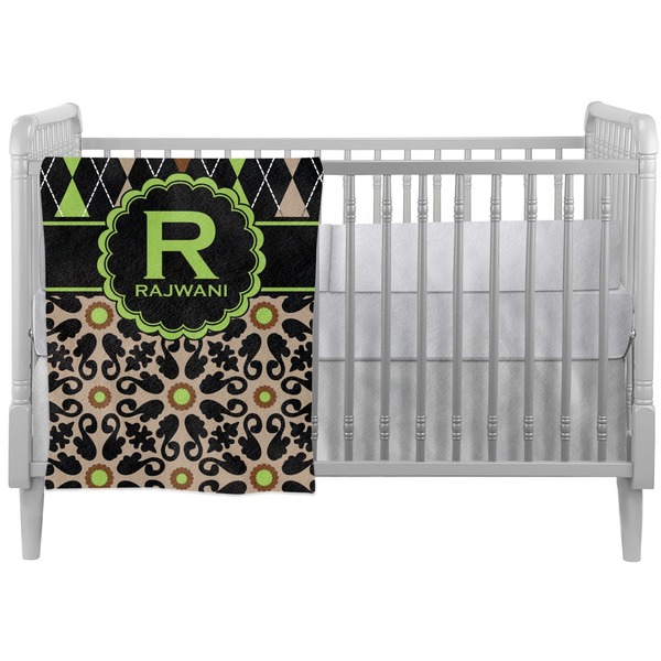 Custom Argyle & Moroccan Mosaic Crib Comforter / Quilt (Personalized)