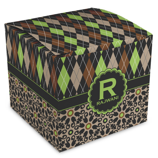 Custom Argyle & Moroccan Mosaic Cube Favor Gift Boxes (Personalized)