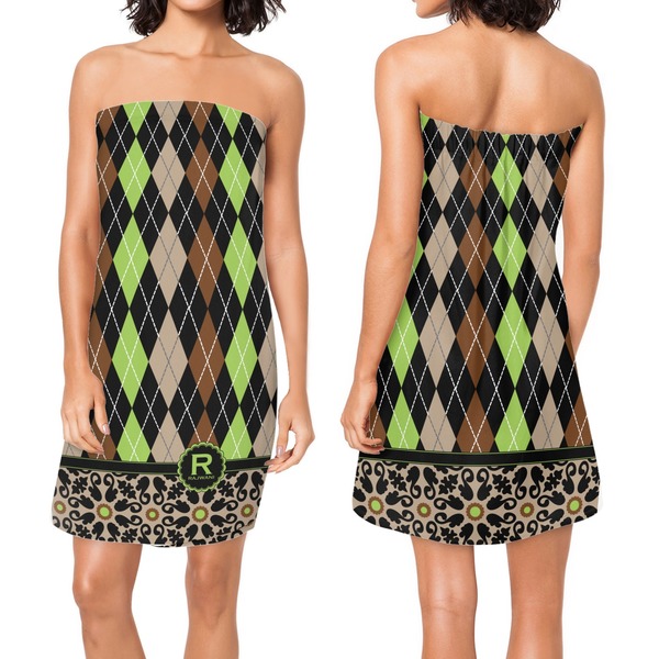 Argyle & Moroccan Mosaic Custom Bath Wrap - Front & Back View