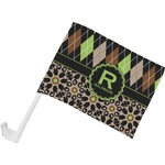 Argyle & Moroccan Mosaic Car Flag - Small w/ Name and Initial
