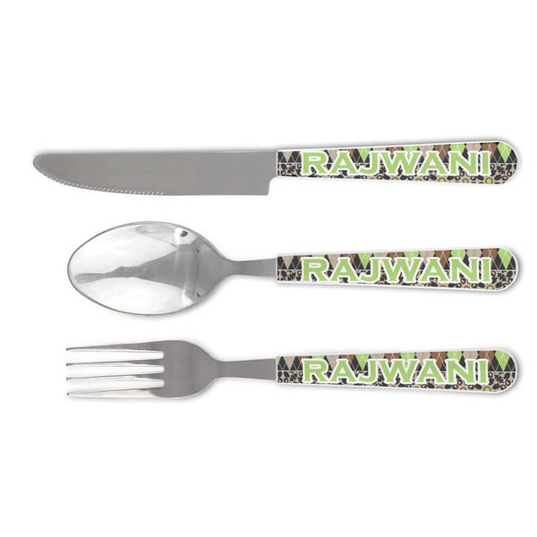 Custom Argyle & Moroccan Mosaic Cutlery Set (Personalized)