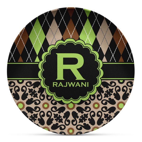 Custom Argyle & Moroccan Mosaic Microwave Safe Plastic Plate - Composite Polymer (Personalized)