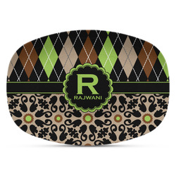 Argyle & Moroccan Mosaic Plastic Platter - Microwave & Oven Safe Composite Polymer (Personalized)