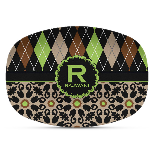 Custom Argyle & Moroccan Mosaic Plastic Platter - Microwave & Oven Safe Composite Polymer (Personalized)