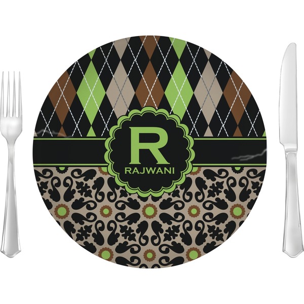 Custom Argyle & Moroccan Mosaic Glass Lunch / Dinner Plate 10" (Personalized)